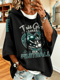 Women'S Retro Football Printed Hoodie