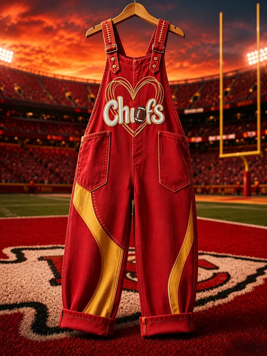 Women's Football Fans Print Patchwork Jumpsuit