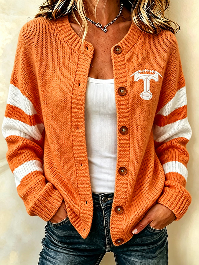 Women'S Casual Football Plant Knitted Cardigan Top