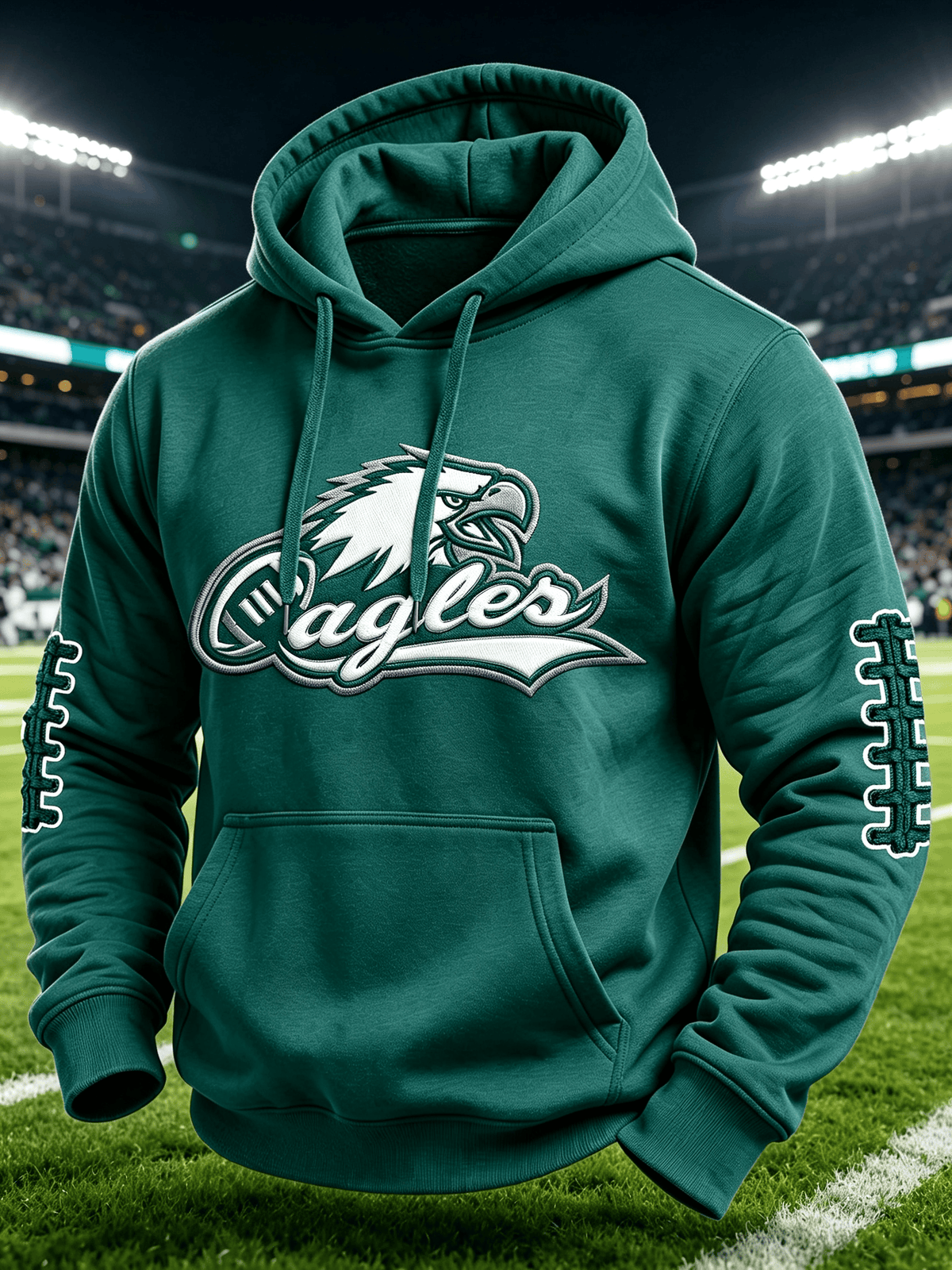 Men'S Casual Football Print Hooded Sweatshirt
