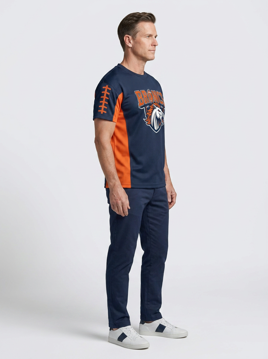 Men's Denver Football Fan Broncs Horse Logo Printed T-shirt