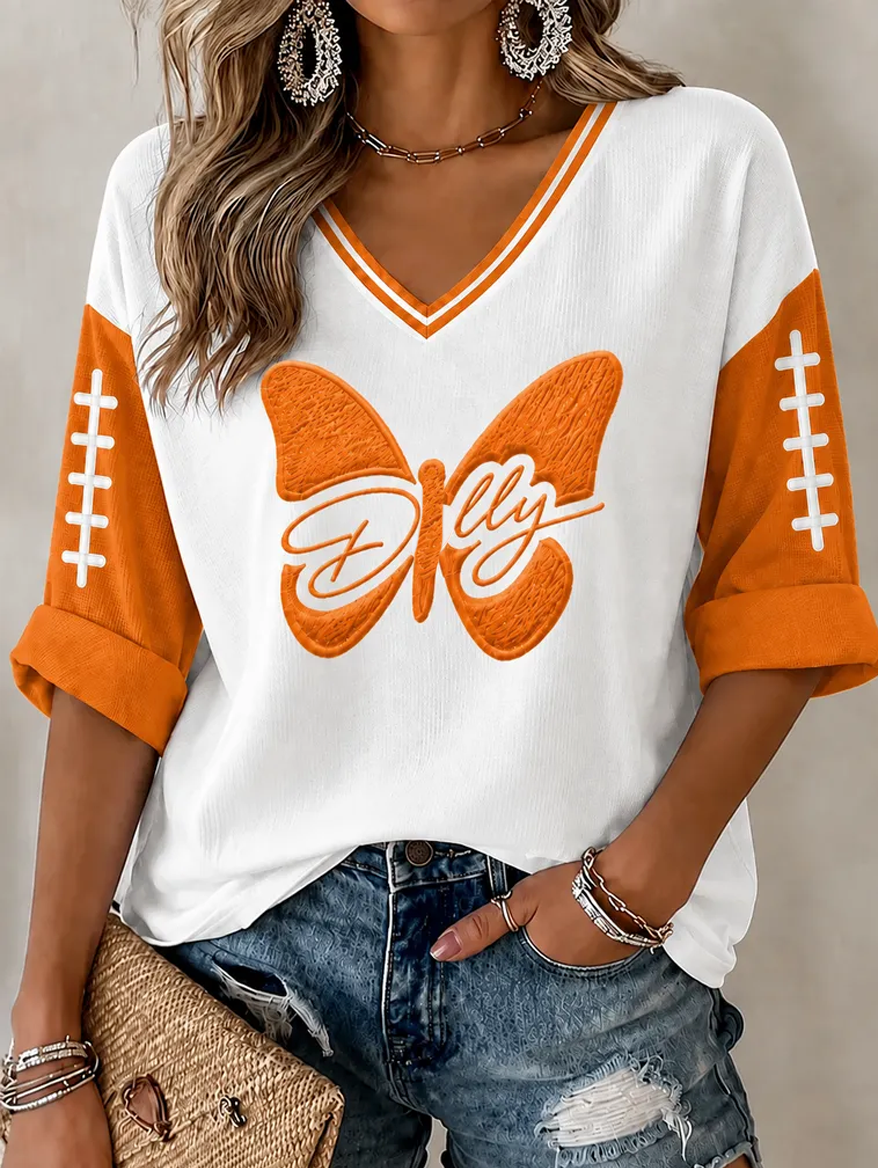 Women'S Football Print Waffle Top