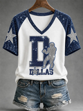 Women'S Football Match Day Gift Football Fans V-Neck T-Shirt