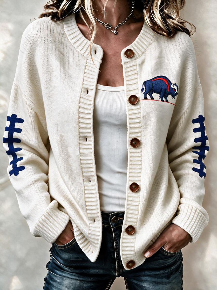 Women'S Casual Football Knitted Cardigan Top