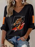 Women'S Football Print Waffle Top