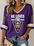 Women'S Football Print Waffle  Top