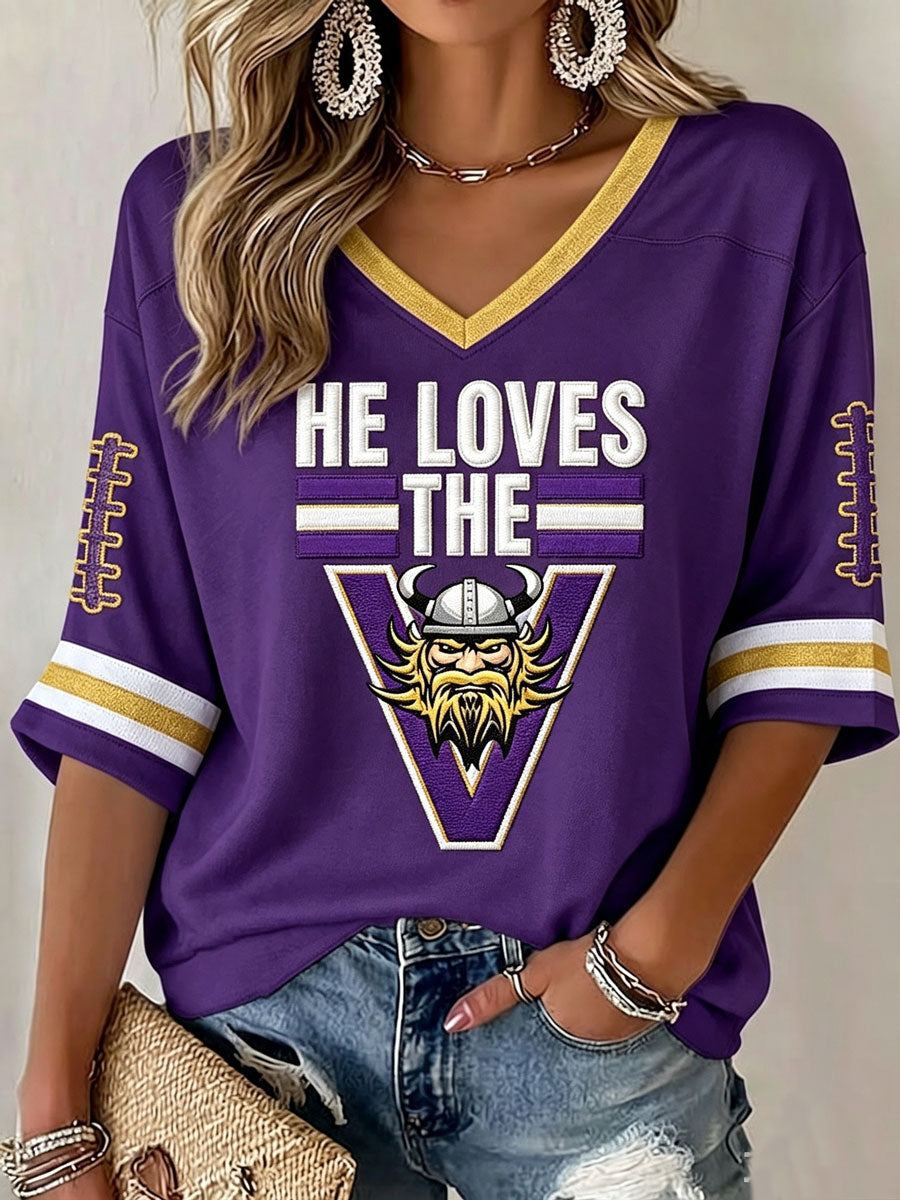 Women'S Football Print Waffle  Top