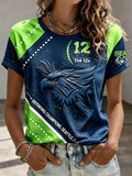 Women's Seattle Football Printed Vintage Fashion Print T-shirt