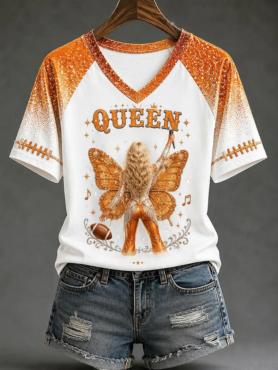 Women's Football Commemorative Printed Casual T-Shirt