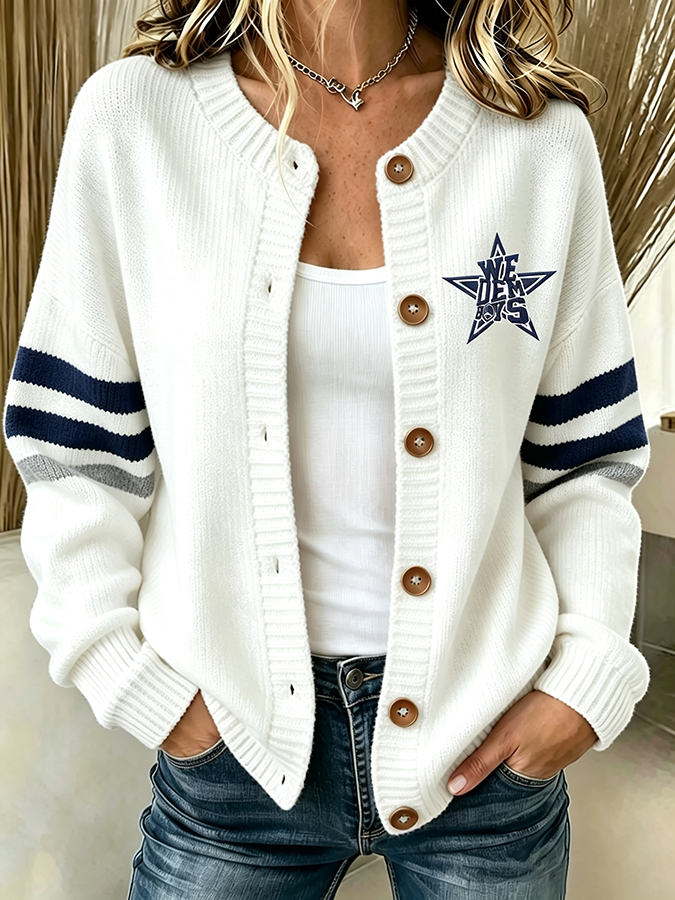 Women'S Casual Football Plant Knitted Cardigan Top
