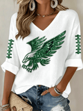 Women'S Football Printed Waffle Top