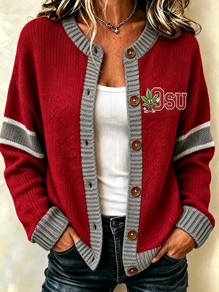 Women's Football Printed Knitted Cardigan