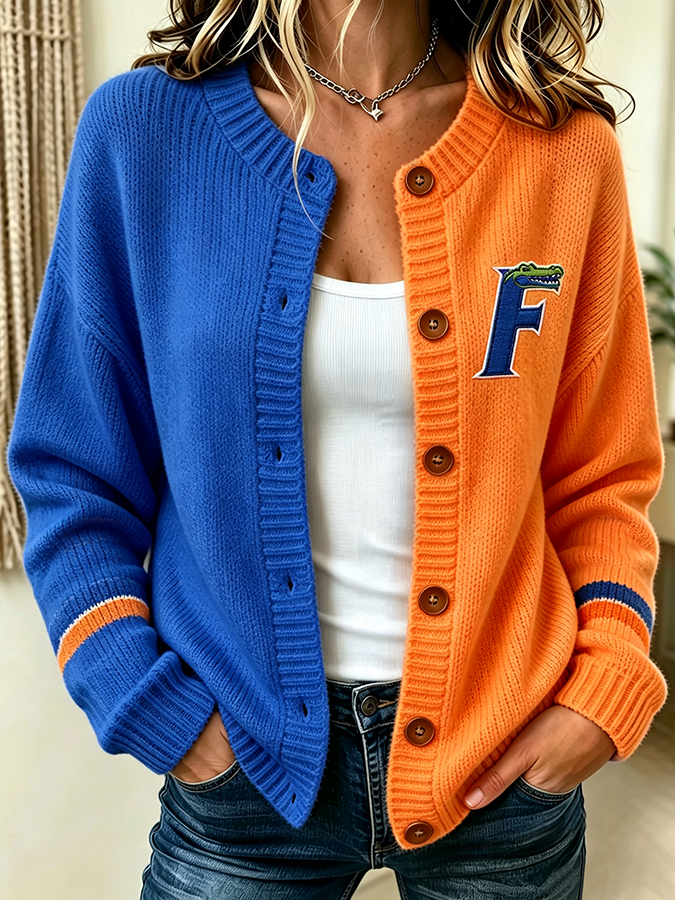 Women'S Casual Football Plant Knitted Cardigan Top