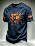 Men's football printed short sleeved T-shirt