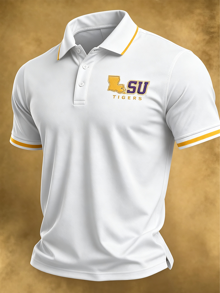 Men's Retro Rugby Collar Polo T-Shirt