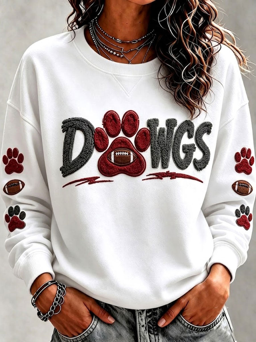 Women'S Retro Football Round Neck Sports Shirt