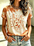Women's Rugby Printed Round Neck Short Sleeved T-Shirt