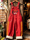 Women's Football Print Faux-Denim Jumpsuit