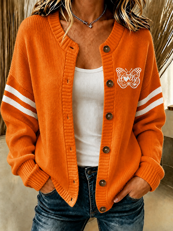 Women's Football Sports Casual Knitted Cardigan