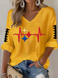 Women'S Football Print Waffle Top