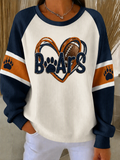 Women'S Football Print Crew Neck Top