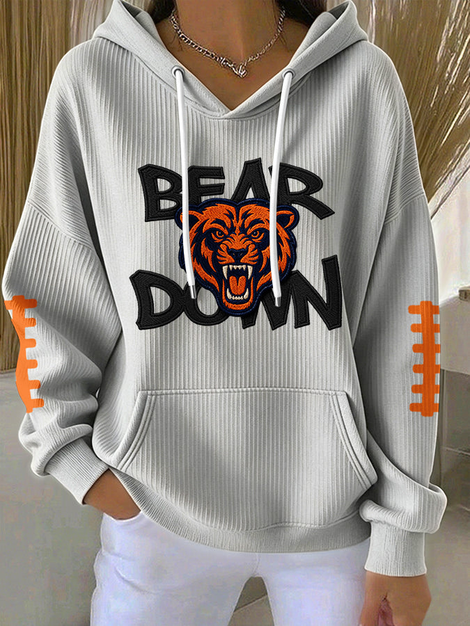 Women'S Football Print Hooded Sweatshirt