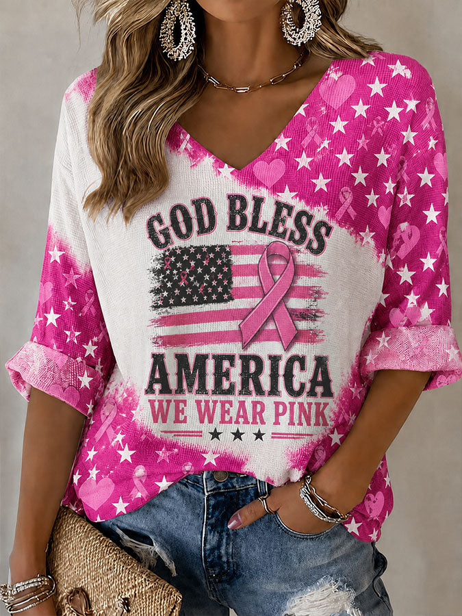 Women'S Retro Breast Cancer Propaganda Banner Art Print Casual T-Shirt