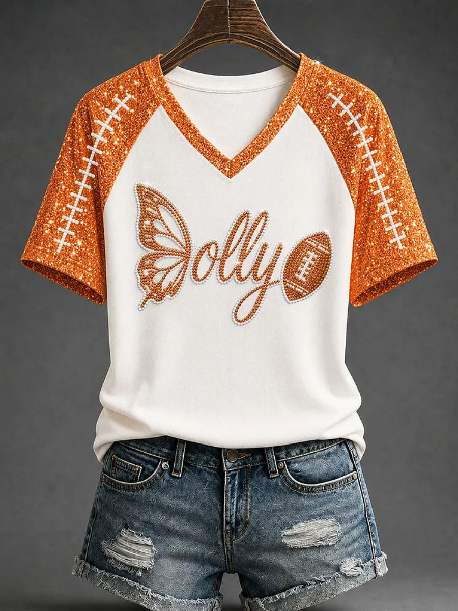Women's Football Commemorative Printed Casual T-Shirt