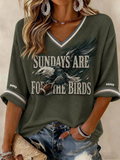 Women'S Football Print Waffle Top