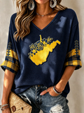 Women'S Football Print Waffle Top