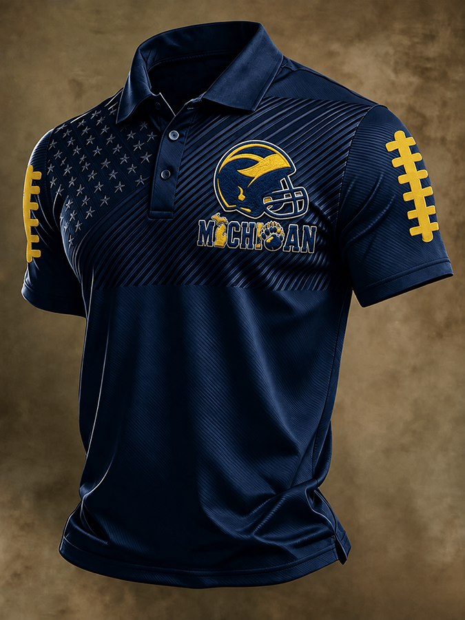 Men's Football Sports Casual Polo Shirt
