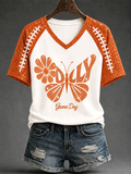 Women's Football Commemorative Printed Casual T-Shirt