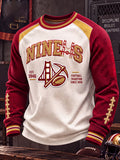 Men's Rugby Team Graphic Waffle-Knit Raglan Long-Sleeve Top
