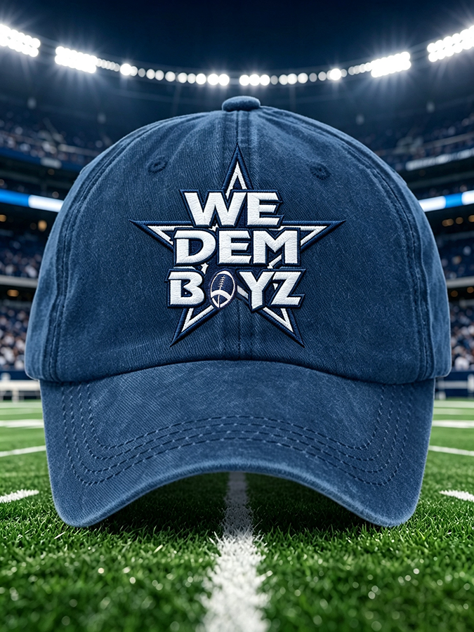 Unisex Football Print Washed Duckbill Cap