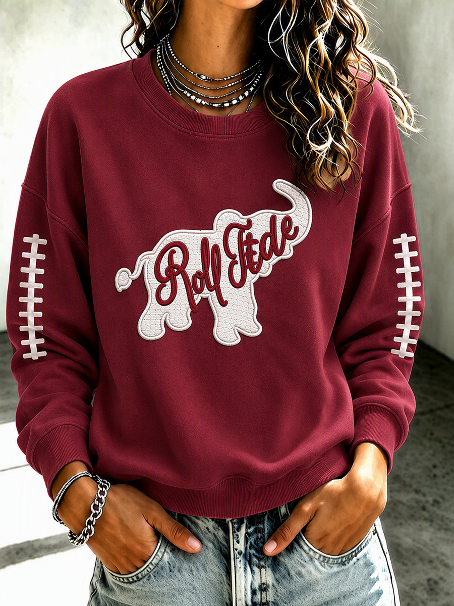 Women'S Retro Football Round Neck Sports Shirt