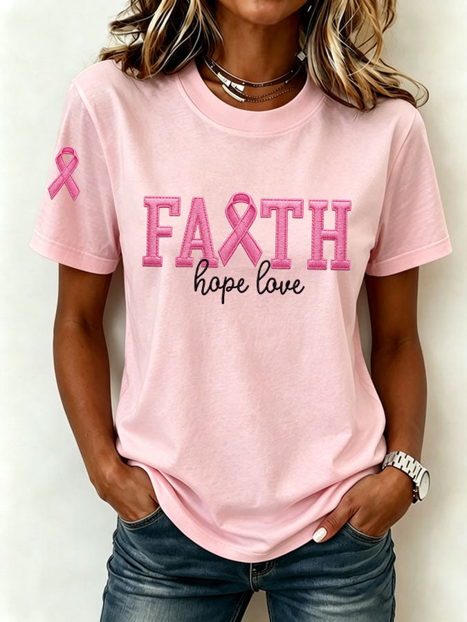 Women's Breast Cancer Awareness Pink Ribbon T-shirt