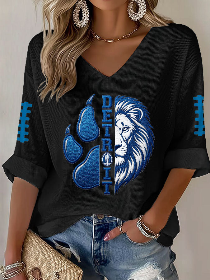 Women'S Football Print Waffle Top