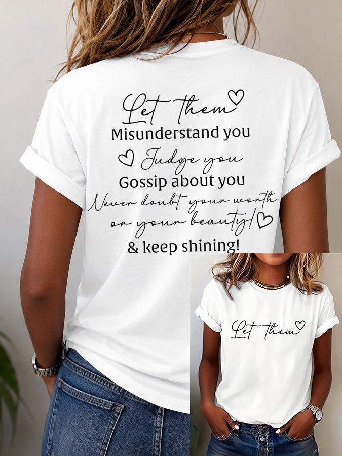 Women's Let Them Printed Round Neck T-shirt