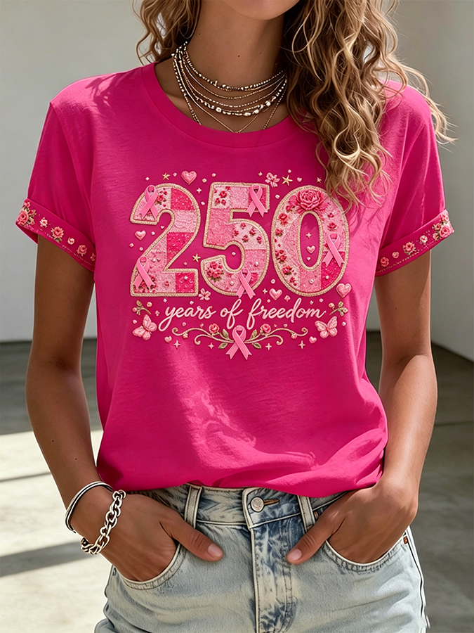 Women'S Breast Cancer Awareness Printed Casual T-Shirt