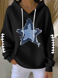 Women'S Football Print Hooded Sweatshirt