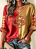 Women'S Football Print Waffle Top
