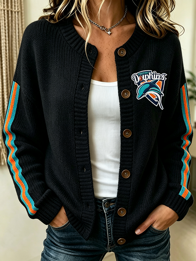 Women'S Casual Football Plant Knitted Cardigan Top