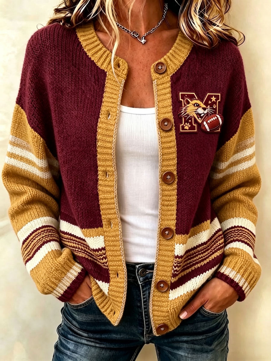 Women'S Football Print Waffle Top