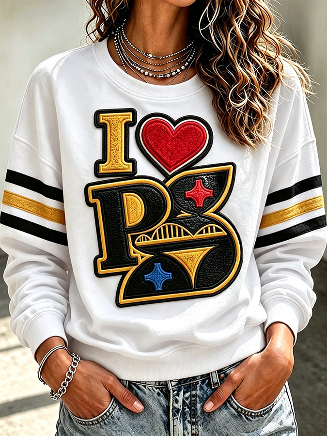Women'S Retro Rugby Round Neck Sports Shirt