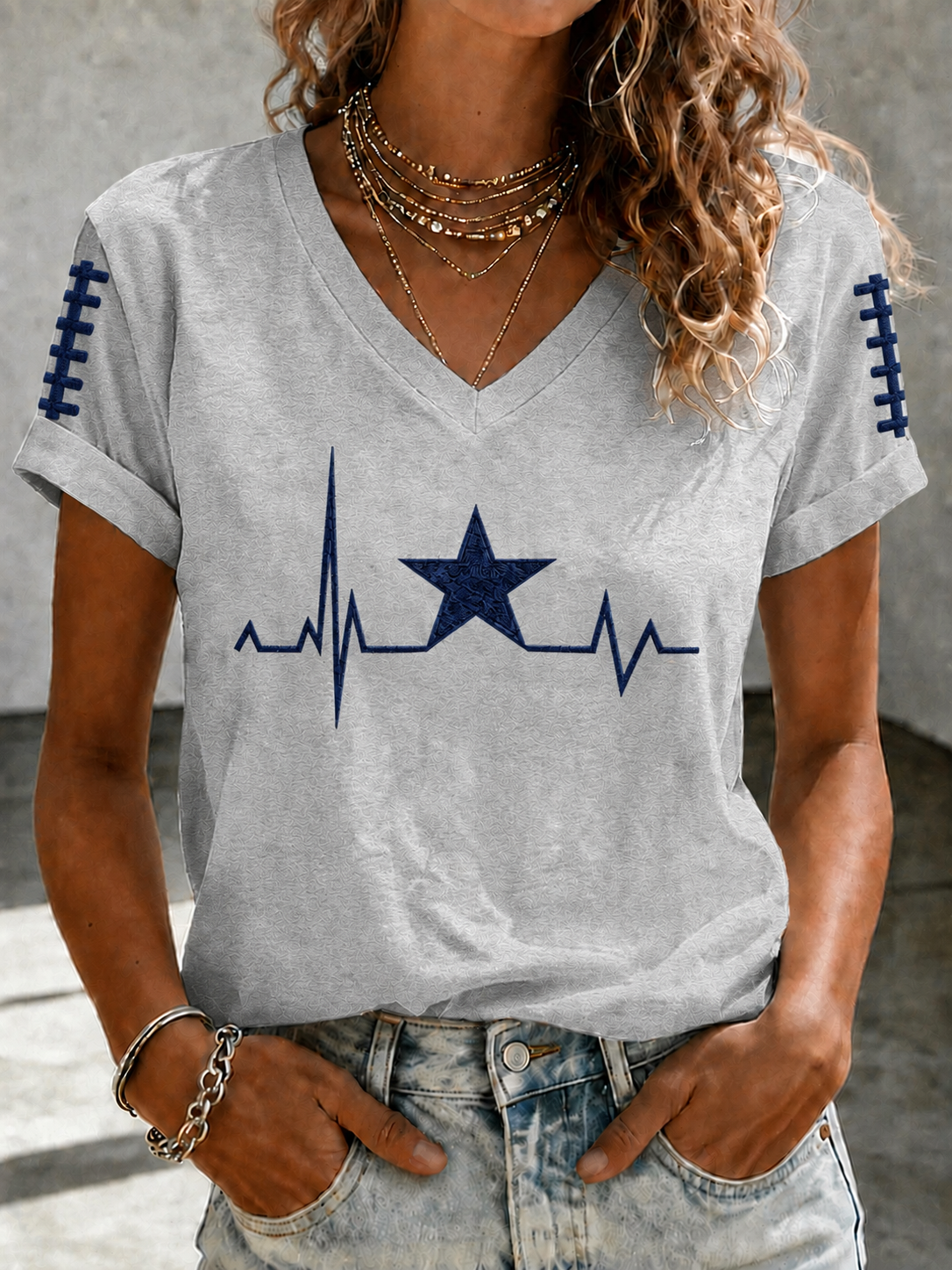 Women'S Retro Rugby Printed Casual T-Shirt
