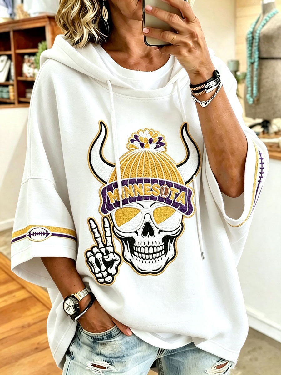 Women'S Vintage Football Print Hoodie