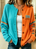 Women'S Casual Football Plant Knitted Cardigan Top