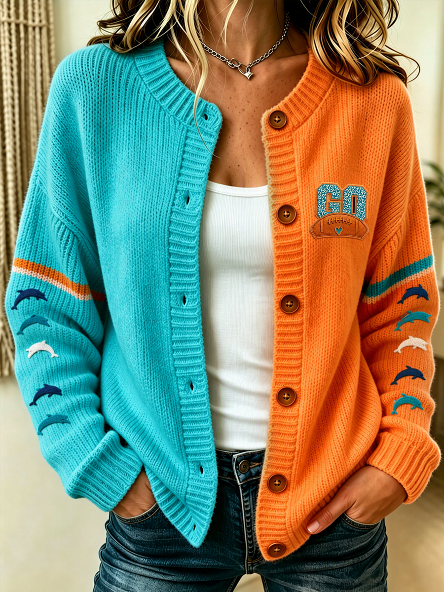 Women'S Casual Football Plant Knitted Cardigan Top