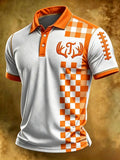 Men'S Retro Football Print Polo T-Shirt