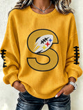 Women'S Football Print Checkered Sweatshirt